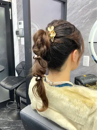 セミロング ヘアアレンジ エクステ🩵ブリーチ 韓国ヘア🩵KAEのヘアスタイル