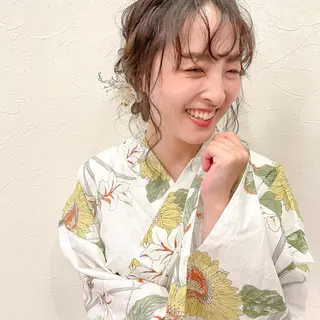 ミディアム カラー ヘアアレンジ SHANTi 飯塚 ヘアセット/髪質改善のヘアスタイル