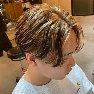 ミディアム カラー メンズ メンズパーマ/ メッシュ😎タクミのヘアスタイル