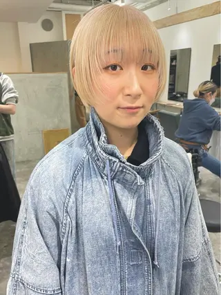 ショート カラー 森貴裕/ベージュ/ パーマ/オリーブのヘアスタイル