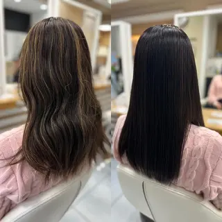 セミロング カラー パーマ 髪質改善/縮毛矯正 /ブリーチ矯正/岡部のヘアスタイル