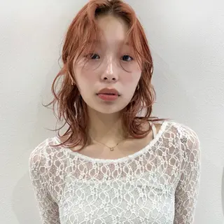 ミディアム カラー 🍊暖色×顔周り 🍊cocoroのヘアスタイル