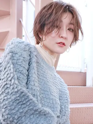 ショート カラー パーマ ヘアアレンジ ITbyALBUM 中野店のヘアスタイル