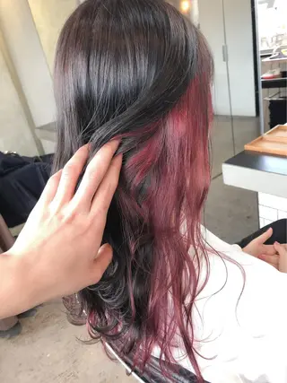 ロング カラー ヘアアレンジ 切りっぱなしボブ/ デザインカラー店長のヘアスタイル