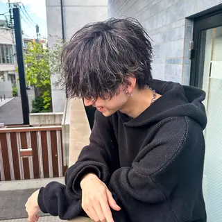 ミディアム カラー パーマ メンズ シースルーマッシュ/ メンズ/KYOHEIのヘアスタイル