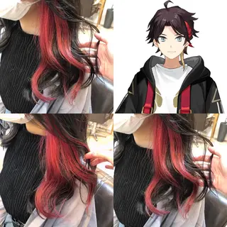 セミロング カラー 推しカラー✨ オタク美容師ユウカのヘアスタイル