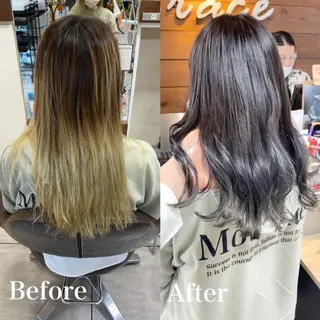 セミロング カラー ヘアアレンジ HAIRSALONLOOP所属・川上 麻梨阿のヘアスタイル