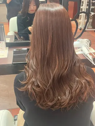 ロング カラー パーマ ヘアアレンジ Agu hair mieux宮崎大塚店所属・デザインカラー✨ 日高桃佳のヘアスタイル