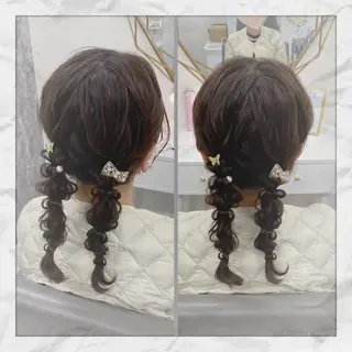 セミロング ヘアアレンジ ヘアセット/着付け 𓇼 松本 夏美𓇼のヘアスタイル