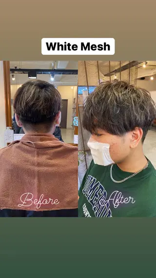 ショート カラー ヘアアレンジ メンズ アイブロウ SALOWIN京都河原町Suite店所属・外国人風レイヤー/ ハイトーンSHUのヘアスタイル