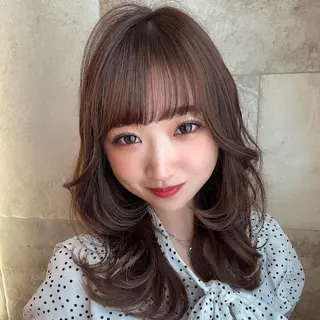 ミディアム 木屋元一/透明感 /前髪/韓国ヘアのヘアスタイル