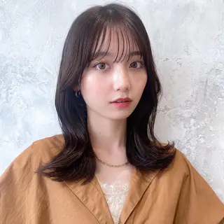 セミロング カラー 顔周り/くびれヘア 韓国ヘア💕風間るなのヘアスタイル