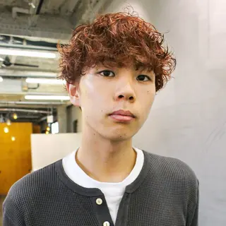 カラー パーマ メンズ 藤川迅 当日予約可！ 名古屋パーマのヘアスタイル