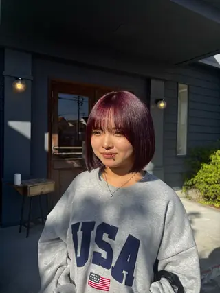 ショート カラー 暖色カラー／ボブ／ 酸性ストレート／羽菜のヘアスタイル