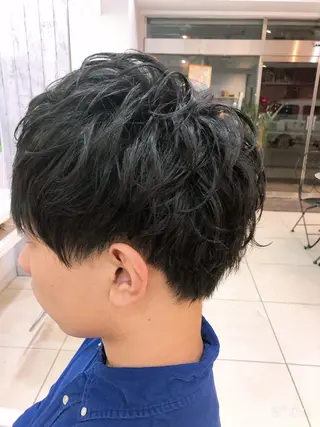 ショート パーマ メンズ 髪質改善× ハイライト溝江のヘアスタイル