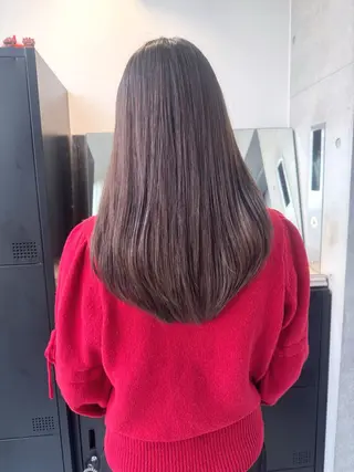 ロング カラー パーマ ヘアアレンジ 透明感/オリーブ/ グレージュ/YUKAのヘアスタイル