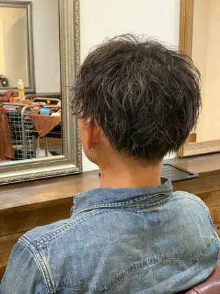 ショート パーマ メンズ CECIL hair なんば店所属・メンズパーマ 艶髪☆店長☆有馬のヘアスタイル