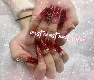 ネイル リボン、ガーリー パーツ放題専門店のネイルデザイン