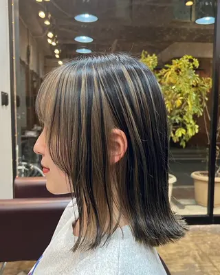 ミディアム カラー ヨシダ ジュンのヘアスタイル