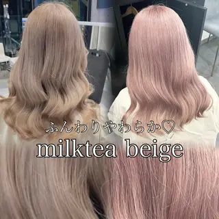 ロング カラー 🧸赤み消し🐾 やわらかハイトーンのヘアスタイル