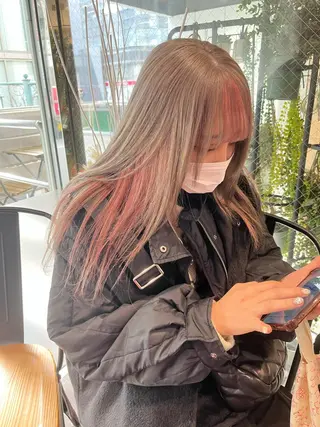 セミロング カラー 💖デザインカラー/ タダ ハナカ💖のヘアスタイル