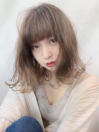 ミディアム カラー ヘアアレンジ ネイル マツエク・マツパ EMANON池袋3rd所属・ナチュラル艶髪 なおき｜池袋美容師のヘアスタイル