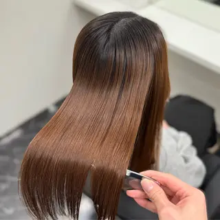 ロング カラー パーマ ブリーチなし Ⅰ 髪質改善カラーのヘアスタイル