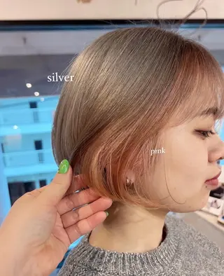 ショート カラー saki/メンズパー マ・ハイトーン/薬院のヘアスタイル