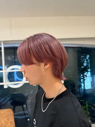 カラー メンズ タイトボブ個性派カラ ーAKANEのヘアスタイル