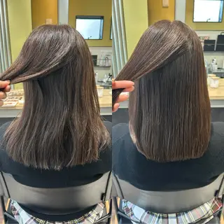 セミロング パーマ hub hair レイヤー/透明感のヘアスタイル