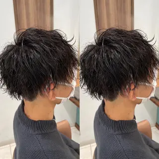 ショート パーマ メンズ マツエク・マツパ アイブロウ 盛れる韓国ヘア♡ 🌻鈴木花🌈のヘアスタイル