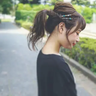 ミディアム カラー パーマ ヘアアレンジ 髪質改善、エクステ 山口卓哉のヘアスタイル