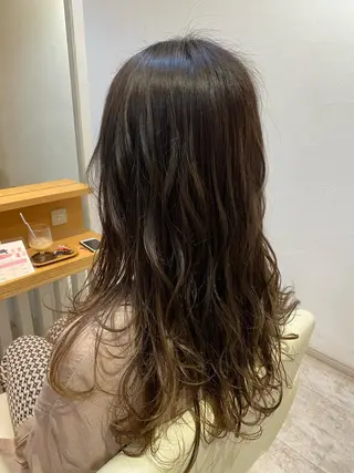 ロング カラー ブリーチなしWカラー /酸性ストレート河本のヘアスタイル