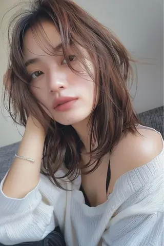 セミロング カラー 最新ケアカラー 髪質改善YUTOのヘアスタイル