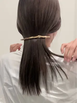 セミロング カラー 落合希 Olivebeigeのヘアスタイル