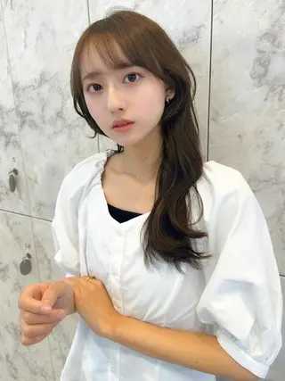 セミロング カラー 髪質改善/韓国ヘア レイヤー/新宿/ロミのヘアスタイル