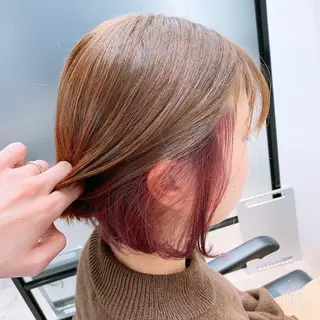 ミディアム カラー 前髪顔周りカット 沼田 拓斗のヘアスタイル