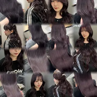 ロング カラー 暗髪🩶ラベンダー/ ブルー/ユウナ🤍のヘアスタイル