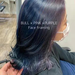 セミロング カラー 梅田ハイトーン チダ ヒナノのヘアスタイル