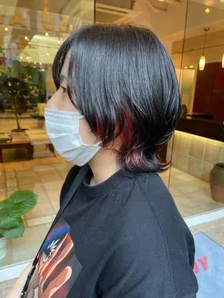 ミディアム カラー ヘアアレンジ 艶カラー🌙縮毛矯正 /ボブ【Reina】のヘアスタイル