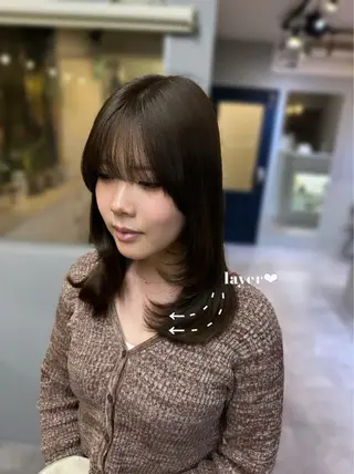 ミディアム Himeka‎🤍 ブリーチなしカラー‎のヘアスタイル