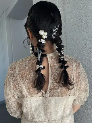 セミロング ヘアアレンジ カラーパティシエ facce🌼ikoのヘアスタイル