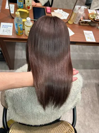 セミロング 立川ブリーチ ピンク宮崎のヘアスタイル