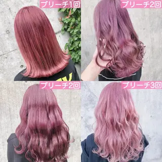 セミロング カラー JuNブリーチに 縮毛矯正するプロのヘアスタイル