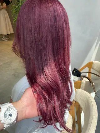 ロング カラー ピンク/ベージュ /似合わせ/田島百華のヘアスタイル