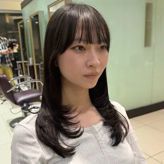 セミロング パーマ 韓国風パーマ🌿コテ 巻き風パーマ/るいのヘアスタイル