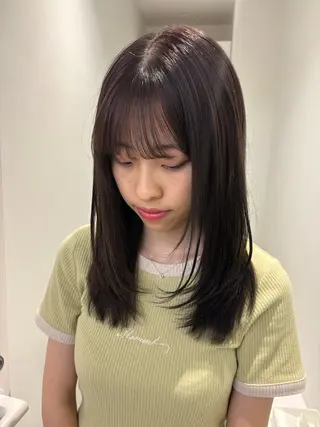 セミロング リン🔔ボブ cut ベージュカラー🤎のヘアスタイル