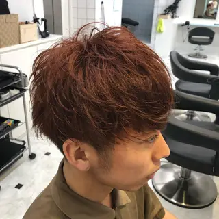 ショート カラー パーマ メンズ ベージュグレージュ 💕しゅーじ💕のヘアスタイル