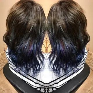 セミロング カラー 大久保 隆蔵のヘアスタイル