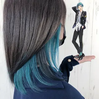 ミディアム カラー ヘアアレンジ ウルフカット 渋谷の人のヘアスタイル